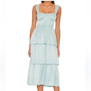 WeWoreWhat corset ruffle midi dress in blue